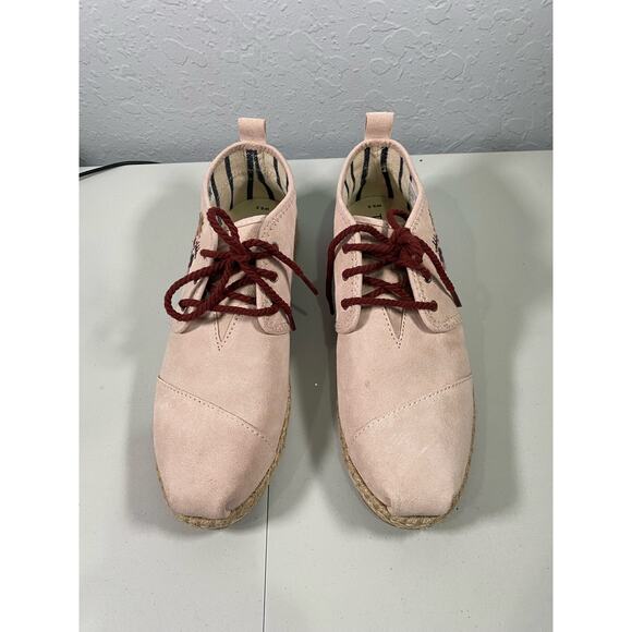 Toms Women's Bota Floral Embroider Blush Suede Booties Shoes Size 9.5 - Picture 2 of 8